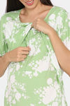 Coucou Maternity Woven Full Length Nightdress With Front Zipper And Discreet Feeding - Light Grass Green — thumbnail 6